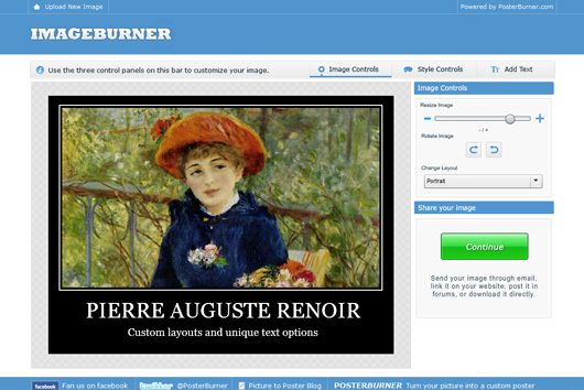 Upload and edit your photos at Imageburner