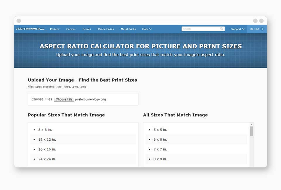 8 x 10 aspect ratio calculator